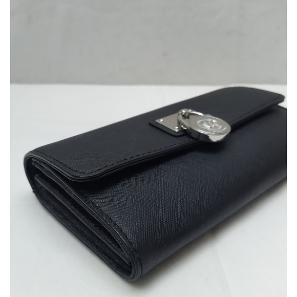 Michael Kors Hamilton Black Leather Lock Credit Card Bifold Wallet - Picture 16 of 16